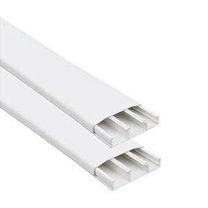 Kit 2 Canaleta 3 Divisórias 50x20 Cabos Dupla Face Branco 2m