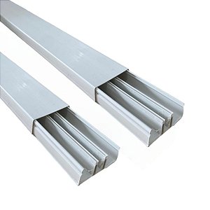 Kit 2 Canaleta 3 Divisórias 50x20 Cabos Dupla Face Branco 2m