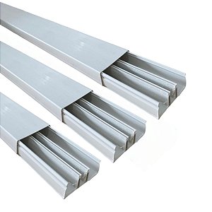 Kit 3 Canaleta 3 Divisórias 50x20 Cabos Dupla Face Branco 2m