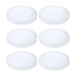 Kit 6 Painel Plafon LED Sobrepor Red Branca 6500K 24W 29cm