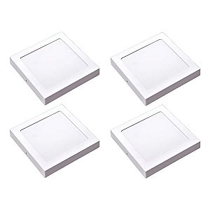 Kit 4 Painel LED Sobrepor Quad Luz Neutra 4000K 12W 17cm