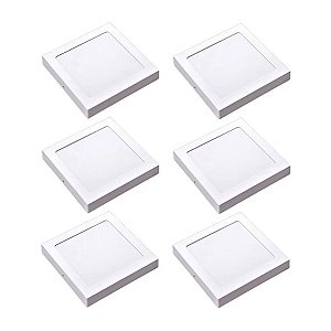 Kit 6 Painel LED Sobrepor Quad Luz Neutra 4000K 24W 29cm