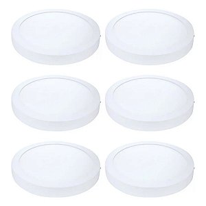 Kit 6 Painel LED Sobrepor Red Luz Branca 6500K 18W 22cm