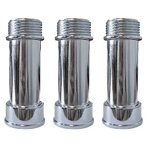 Kit 3 Extensão P/ Torneira Longa 1/2'' 76mm Metal Cromado
