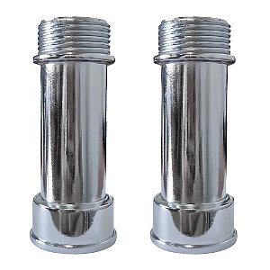 Kit 2 Extensão P/ Torneira Longa 1/2'' 76mm Metal Cromado