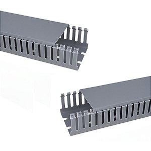 Kit 2 Canaleta Aberta Painel Elétrico Fio Cinza 50x50x2000mm