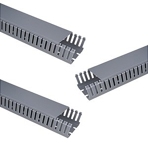 Kit 3 Canaleta Aberta Painel Elétrico Fio Cinza 50x50x2000mm