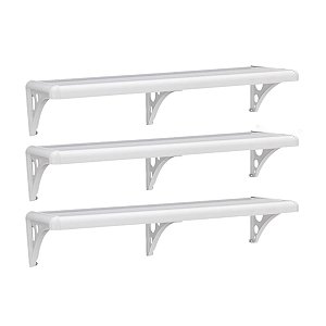 Kit 3 Prateleira PVC  Suporte 120x30cm Branca PM3S/120 Astra