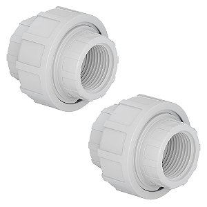 Kit 2 União Roscável C/ Rosca PVC 32mm 1'' Branco Tigre