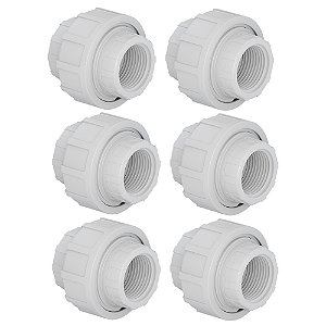 Kit 6 União Roscável C/ Rosca PVC 32mm 1'' Branco Tigre