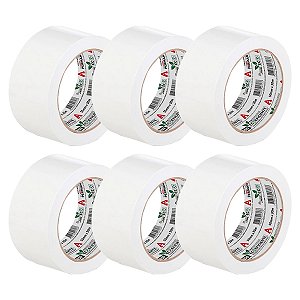 Kit 6 Fita Dupla Face Papel Branca Uso Geral 50mm x30m Adere