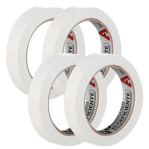 Kit 4 Fita Dupla Face Papel Branca Uso Geral 25mm x30m Adere