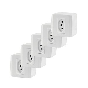 Kit 5 Tomada Sobrepor Externa 20A 2P+T 250V Branco ilumi