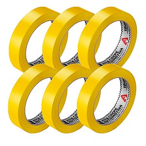 Kit 6 Fita Crepe Pintura Automotiva Amarela 18mm x 40m Adere