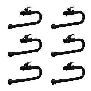 Kit 6 Engate Flexível Registro PVC 1/2''X60cm Preto Estrela