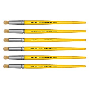 Kit 6 Pincel Redondo Pitua Cerda Natural 803 Nº06 Tigre