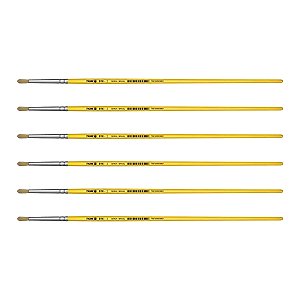 Kit 6 Pincel Redondo Cerda Natural Cabo Longo 816 Nº02 Tigre