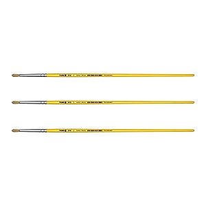 Kit 3 Pincel Redondo Cerda Natural Cabo Longo 816 Nº06 Tigre