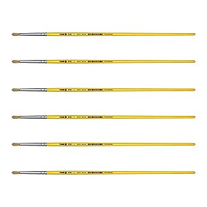 Kit 6 Pincel Redondo Cerda Natural Cabo Longo 816 Nº06 Tigre