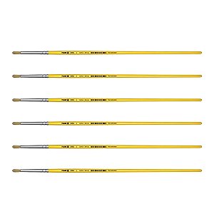 Kit 6 Pincel Redondo Cerda Natural Cabo Longo 816 Nº08 Tigre