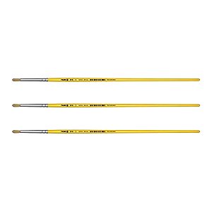 Kit 3 Pincel Redondo Cerda Natural Cabo Longo 816 Nº10 Tigre