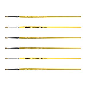 Kit 6 Pincel Redondo Cerda Natural Cabo Longo 816 Nº10 Tigre