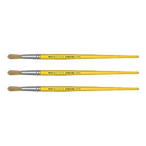 Kit 3 Pincel Redondo Cerda Natural Cabo Longo 816 Nº12 Tigre