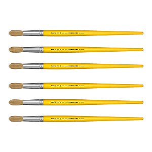 Kit 6 Pincel Redondo Cerda Natural Cabo Longo 816 Nº20 Tigre