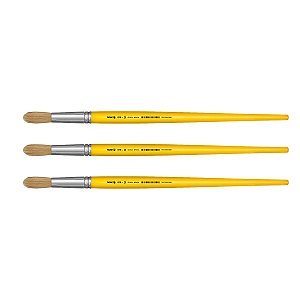 Kit 3 Pincel Redondo Cerda Natural Cabo Longo 816 Nº20 Tigre