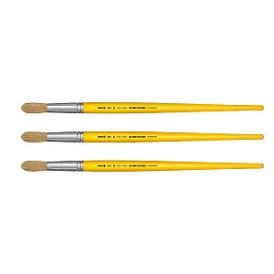 Kit 3 Pincel Redondo Cerda Natural Cabo Longo 816 Nº22 Tigre