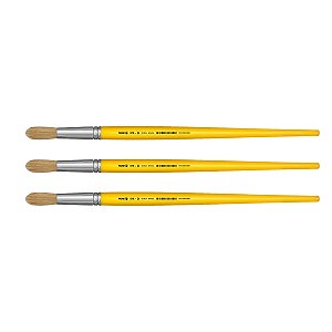 Kit 3 Pincel Redondo Cerda Natural Cabo Longo 816 Nº24 Tigre