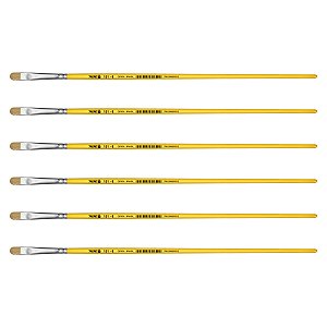 Kit 6 Pincel Chato Lixado Filbert Língua Gato 151 Nº06 Tigre