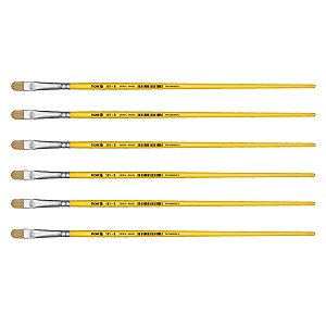 Kit 6 Pincel Chato Lixado Filbert Língua Gato 151 Nº08 Tigre