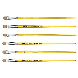 Kit 6 Pincel Chato Lixado Filbert Língua Gato 151 Nº12 Tigre