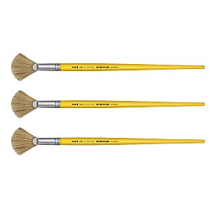Kit 3 Pincel Fan Leque Cerda Natural Longo 818 Nº03 Tigre