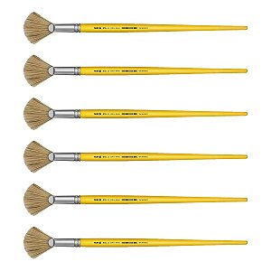 Kit 6 Pincel Fan Leque Cerda Natural Longo 818 Nº03 Tigre