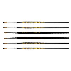 Kit 6 Pincel Redondo Pelo Marta Weasel Curto 308 Nº02 Tigre