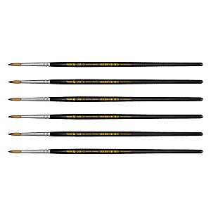 Kit 6 Pincel Redondo Pelo Marta Weasel Curto 308 Nº03 Tigre