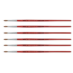 Kit 6 Pincel Redondo Pelo Orelha de Boi Curto 165 Nº02 Tigre