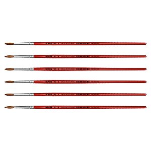 Kit 6 Pincel Redondo Pelo Orelha de Boi Curto 165 Nº04 Tigre