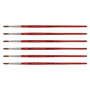 Kit 6 Pincel Redondo Pelo Orelha de Boi Curto 165 Nº06 Tigre