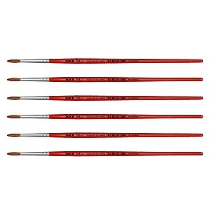 Kit 6 Pincel Redondo Pelo Orelha de Boi Curto 165 Nº08 Tigre