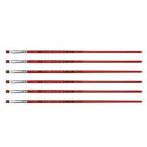 Kit 6 Pincel Chato Reto Pelo Orelha de Boi 181 Nº00 Tigre