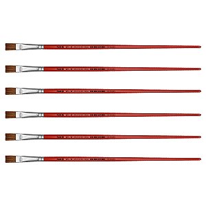 Kit 6 Pincel Chato Reto Pelo Orelha de Boi 181 Nº10 Tigre