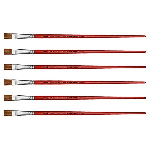 Kit 6 Pincel Chato Reto Pelo Orelha de Boi 181 Nº12 Tigre