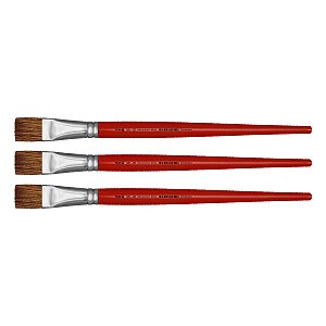 Kit 3 Pincel Chato Reto Pelo Orelha de Boi 181 Nº22 Tigre