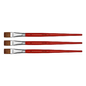 Kit 3 Pincel Chato Reto Pelo Orelha de Boi 181 Nº20 Tigre