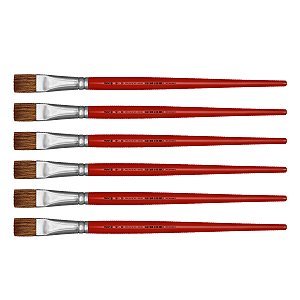 Kit 6 Pincel Chato Reto Pelo Orelha de Boi 181 Nº20 Tigre