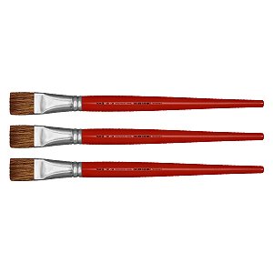 Kit 3 Pincel Chato Reto Pelo Orelha de Boi 181 Nº24 Tigre