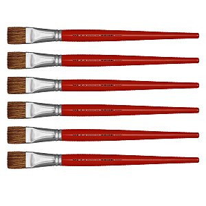 Kit 6 Pincel Chato Reto Pelo Orelha de Boi 181 Nº24 Tigre